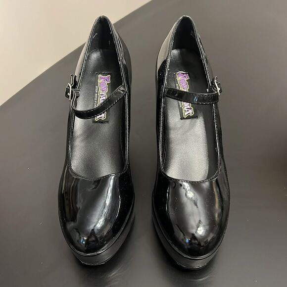 Fantasma Costume Pleaser 4" Chunky Mary Jane Black Patent Heels 8 - Picture 6 of 11